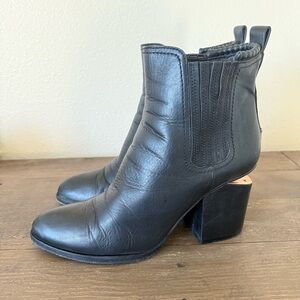 ALEXANDER WANG Anouck Black Leather Boots Open Heel Women’s Size 40